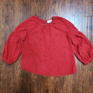Cotton balloon sleeve blouse